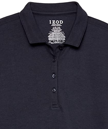 Izod Girls School Uniform Sensory-Friendly Short Sleeve Polo Shirt, Navy, 6 Us #TOP1