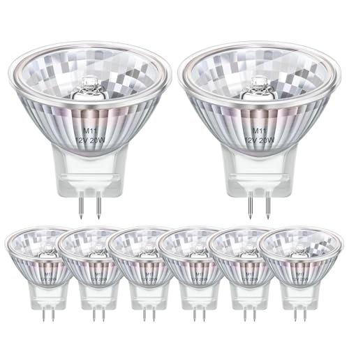Paquete de 8 Bombilla Halogena MR11 G4 12v 20w, Bombilla Halógena G4 2800k Blanco Cálido Regulable, 35 x 35 mm, MR11 Focos Halógenos Para Luz de Armarios, Iluminación Paisajista