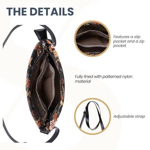 Signare Tapestry Crossbody Bag Small Shoulder Bag for Women with Garden Flower and Creature4