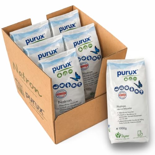 purux Natron Pulver 5kg + 1kg Bonus, Lebensmittelqualität nachhaltig verpackt, Back Soda