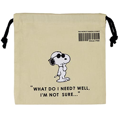 ツジセル 巾着 スヌーピー ジョークール クリーム 両面プリント 20cm 0404-162