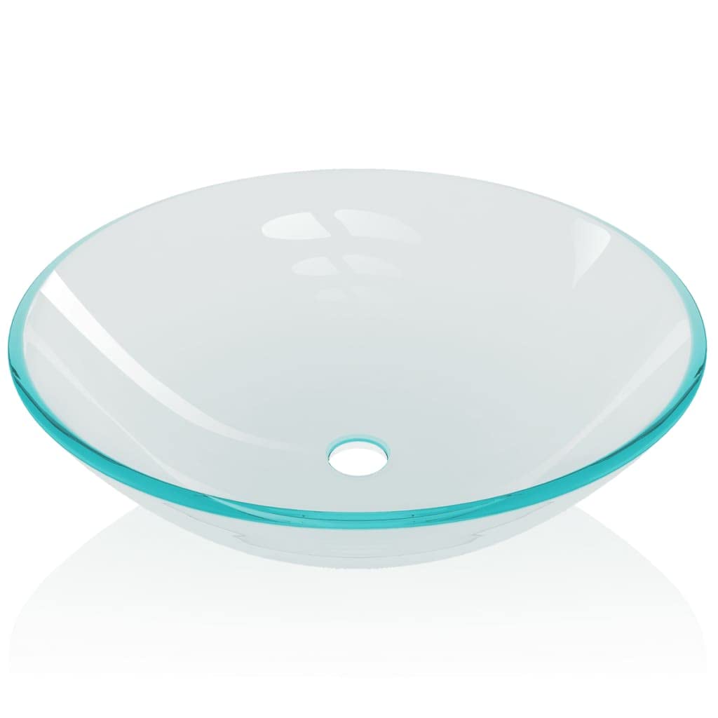 vidaXL Lavabo in Vetro Temprato Bagno Lavanderia 42cm Trasparente Lavandino