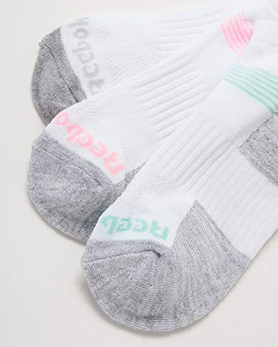 Image of Reebok Women's No Show Athletic Breathable Low Cut Cushioned Socks (12 Pack), Size 4-10, White /Grey
