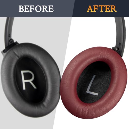 Image of SOULWIT Earpads Replacement for Bose QuietComfort 45 (QC45) /QuietComfort SE (QC SE) /New Quiet Comfort Wireless Over-Ear Headphones, Ear Pads Cushions with Softer Protein Leather - Burgundy