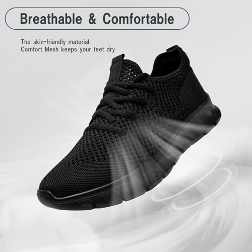 Damyuan Running Shoes for Womens Slip on Tennis Shoes Fashion Sneakers Gym Walking Lightweight Comfortable Sports Workout Athletic Mesh Shoe,Black,Size 8.52