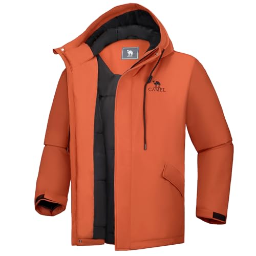 CAMELSPORTS Men's Insulated Parka, Warm Puffy Hooded Jacket for Ski, Hiking and Outdoor Adventures, Water & Wind Resistant