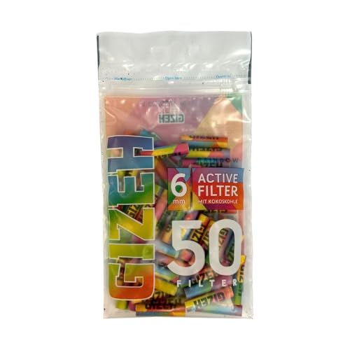Gizeh Aktivkohlefilter - Slim Size 6mm Rainbow - 50er PE Beutel
