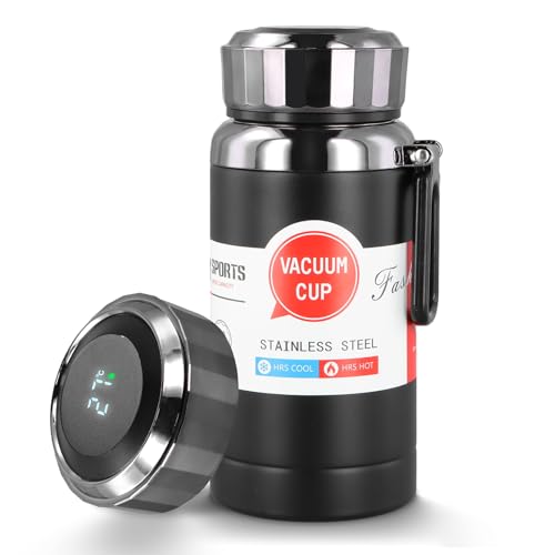 Dokeno Taza de Viaje, Botella Aislada Al Vacío, Travel Mug Térmica de Doble Pared con Pantalla Táctil, Frasco de Vacío de 304 Acero Inoxidable, Garrafa Termica para Gimnasio, Hogar y Oficina, 800 ML