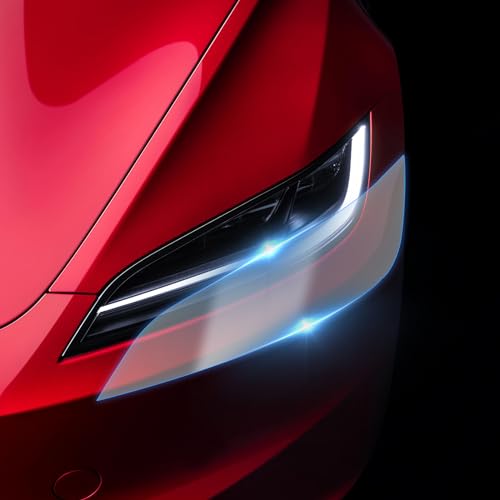 FDAIUN for Tesla Model 3 2024 TPU Clear Car Pre-Cut Paint Protective Headlight Film Self Adhesive Rainproof Waterproof HD Scratch Exterior Accessories 2Pcs