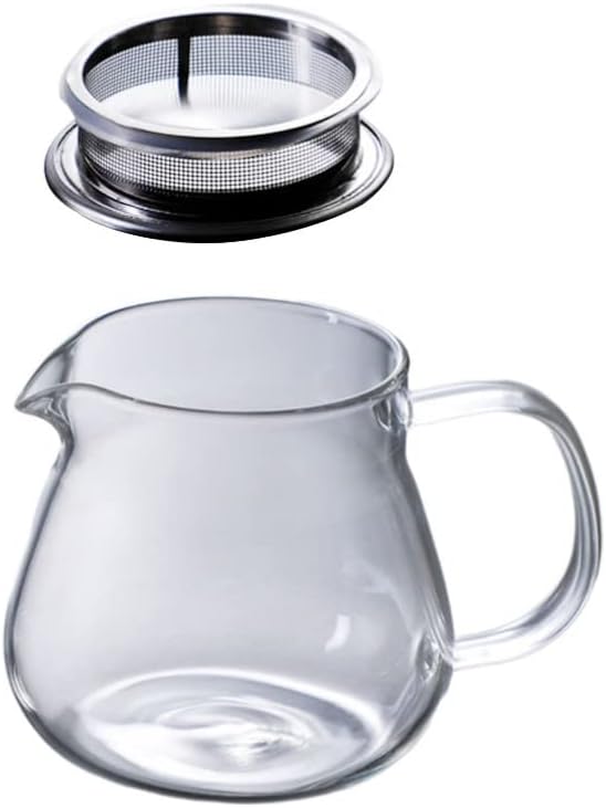 Hemoton Glass Coffee Pot 15Oz Borosilicate Kettle with Built-in Filter Transparent Pitcher for Brewing Coffee Tea and Beverage Serving at Home or Entertaining