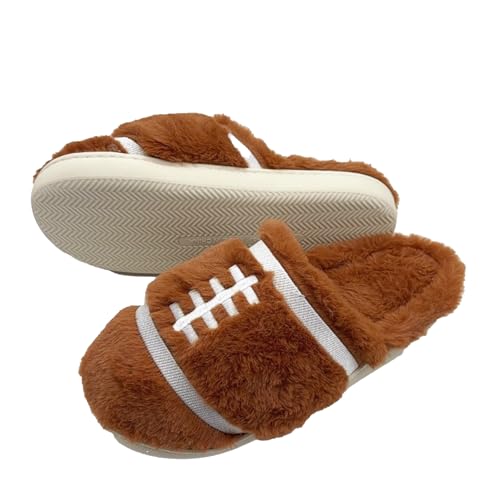Football Slippers for Women Cute Ball Sports House Shoes Cozy Plush Fluffy House Slippers Soft Warm Home Shoes