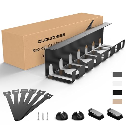 Oududianzi Raccogli Cavi Scrivania per Cavi Ordinati, Nascondi Cavi per Scrivania, Portacavi Sotto Scrivania, Porta Cavi Scrivania, Cable Management, Organizer Cavi Scrivania per Ufficio e Casa, Nero