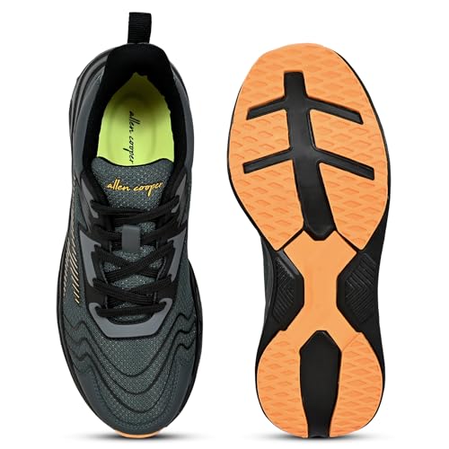 Image of Allen Cooper Training,Men's Lightweight Running Shoes | Breathable Mesh Sneakers with Cushion Comfort & Anti-Slip Sole | Walking, Gym, Training & Daily Wear Sports Shoes(651|TurboBoost|Color Options- Black,Olive,Green,Blue /Size-6,7,8,9,10)