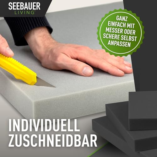 SEEBAUER living Schaumstoff Ultra Strong RG 60/70 (Sehr fest) 30 x 30 x 2 cm Schaumstoffplatte für Polster und Sitzkissen, Polsterschaumstoff als Zuschnitt für Sitzpolster