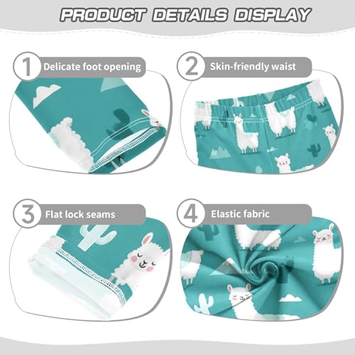 Vdsrup Girls Leggings Alpaca Kids Ankle Length Leggings Pants Athletic Yoga Pants Cute Green Toddler Tights Trousers 4T3