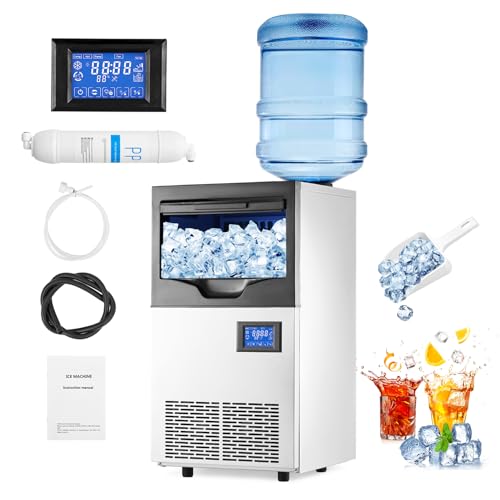 YardYonder Commercial Ice Maker Machine 140Lbs/24H with 22Lbs Storage Bin – Automatic Ice Cube Maker with 2-Way Water Supply & Efficient Self-Cleaning Function for Home, Bar, Hotel, and Restaurant Use