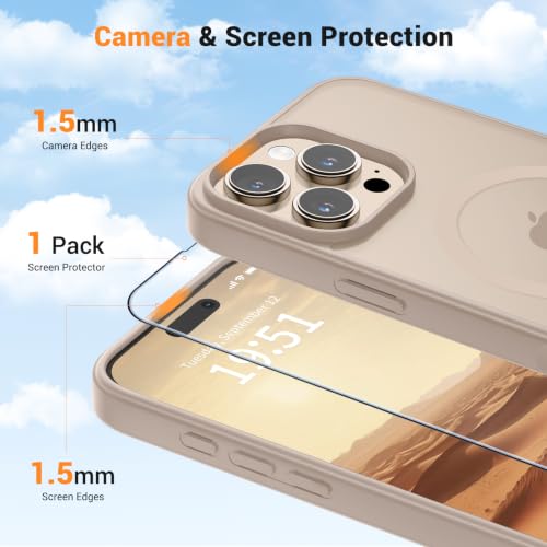vnnink for iPhone 16 Pro Max Case Desert Gold | Compatible with Magsafe,Military Grade Drop Protection,Magnetic Matte Translucent Phone Cover with Screen Protector - image 6