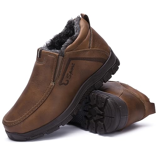 Image of COSIDRAM Men Shoes Winter Snow Boots Cotton-Padded Slip on Casual Warm Walking Sneakers Waterproof House Shoes