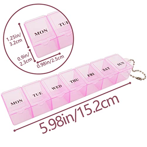 2-delige pillendoos, draagbare pillendoos Reistabletdoos 7 dagen tablet-organizer met compartimenten voor medicatie, supplementen, vitamines en levertraan (roze en wit) - Afbeelding 3