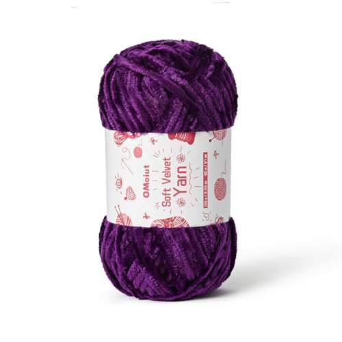 Image of 100g Fluffy Velvet Chenille Yarn for Crocheting and Knitting, 80m (87.5yd) Baby Yarn for Crocheting Soft, Crochet Chunky Yarns Amigurumi Yarns (Violets)