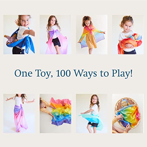 Sarah's Silks Set of 5 Enchanted Playsilks - 100% Silk Play Scarves for Kids and Toddlers | Bright Colored 35" Large Square Scarves Perfect for Dance, Imaginative and Pretend Play3