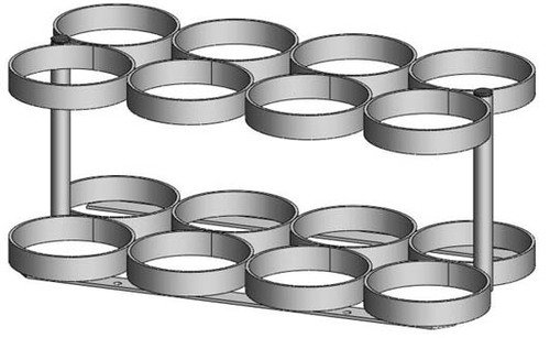 FWF Oxygen Rack for 8 (D OR E Style) CYLINDERS Diameter of 4.3" Made in USA