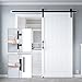 COSHOMER 40in x 84in MDF Sliding Barn Door with 7ft Barn Door Hardware Kit & Handle, Pre-Drilled Holes Easy Assembly -Solid Barn Door Slab Covered with Water-Proof PVC Surface, White, H-Frame