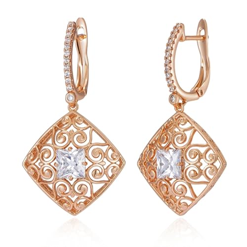 Oxyde de zirconium naturel et or rose 585 pour bijoux de mariage