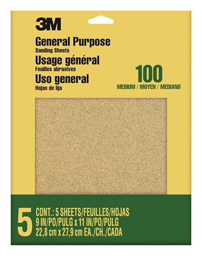 Lixa 3M 9002NA-20, gramatura 100, 5 folhas, ótima para uso geral, 23 x 28 cm