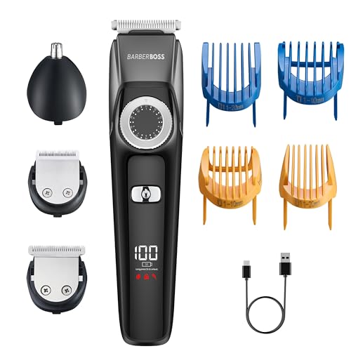Recortadora de barba y cabello Barberboss impermeable, kit inalámbrico para nariz y orejas