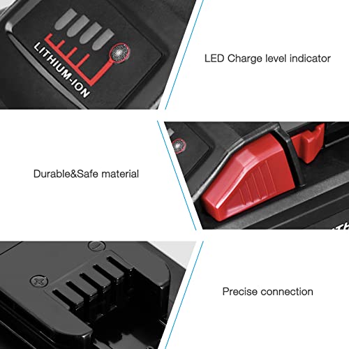 Powerextra M-18 6.5Ah Lithium Battery Replace For Milwaukee Battery 18V, Compatible With M-18 Battery 48-11-1850/48-11-1852/48-11-1840/48-11-1828/48-11-1820, M18 Lithium Xc Battery (2 Pack) #TOP4