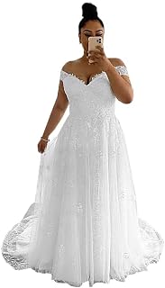 Off Shoulder Wedding Dresses for Bride Lace Appliques Bridal Dresses with Train Princess Tulle Wedding Ball Gown