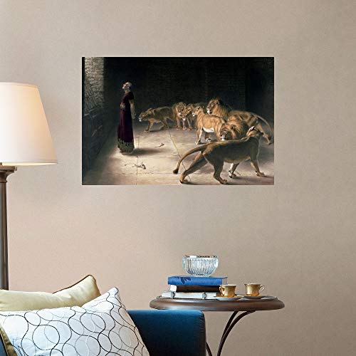 Greatbigcanvas Daniel In The Lions' Den Unframed Mezzotint Fine Art Print, Lion Artwork, Christian Wall Art And Religious Scripture Home Decor, 36"X24" #TOP2