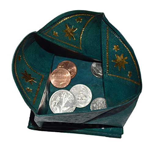 Treasures Of Morocco Moroccan Wallet Coin Genuine Leather Bi-fold Handmade Pocket Unisex Green2