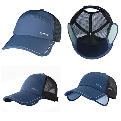 Sun Visor Hats Men, Adjustable Retractable Brim Uv Protection Mesh Breathable Baseball Cap For Beach Golf Running Tennis Navy Blue #TOP6
