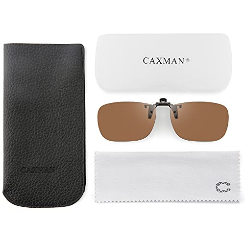 Image of CAXMAN Polarized Clip On Sunglasses Over Prescription Glasses for Men Women UV Protection