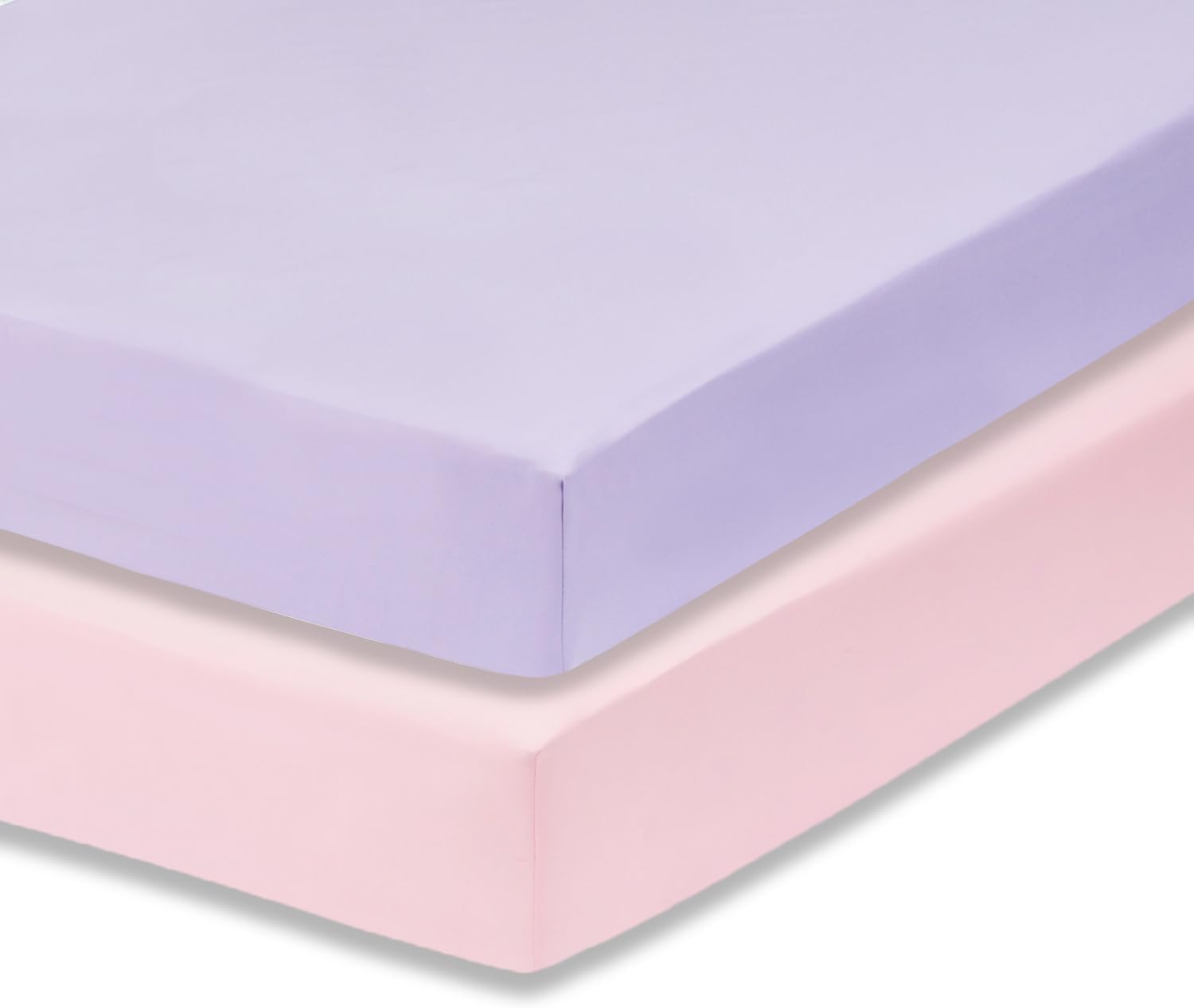 Everyday Kids 2-Pack Fitted Crib Sheets, 100% Soft Breathable Microfiber Baby Sheet, Fits Standard Size Mattress 28in x 52in, Lavender, Pink Nursery Sheet