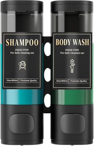Image of Luxspire Shampoo and Conditioner Dispenser, Shower Soap Dispenser 2-Chamber | Lockable Large Capacity 600ml No-Drill Wall-Mounted Shampoo and Body Wash Dispenser for Bathroom Hotel Kitchen Airbnb