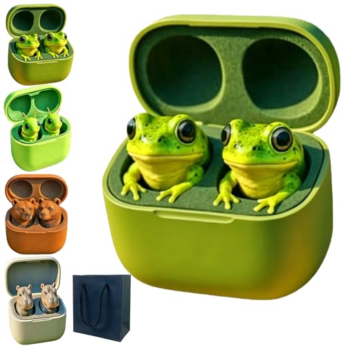 Frog Earbuds 2026 New Cute Animal Shaped Bluetooth Earbuds with Charging Case Wireless in Ear Headphones with Deep Bass IPX4 Waterproof Gift for Kids and Adults (C)