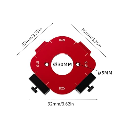 Eruceky Rote Frässchablone Eckradiu, Aluminiumlegierung Radius, R10 R15 R20 R25, geeignet für Tischlerarbeiten Heimwerker