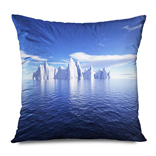 LXJ-CQ Funda de Almohada Cuadrada 18x18 Antártida fría Nubes de Hielo de Invierno Que reflejan Las montañas del Ártico Sur Mortero Meer Naturaleza Funda de Almohada con Cremallera congelada