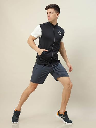 Image of TECHNOSPORT Men's Solid Slim Fit Sleeveless Fleece Regular Jacket