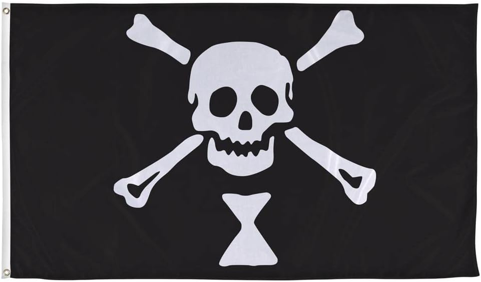 Vispronet 3ft x 5ft Emmanuel Wynn Pirate Flag, Jolly Roger Banner, Weather-Resistant Polyester, Metal Grommets, Pirate Party Ideas, Skull Outdoor Decor, Printed in USA, Flag Only