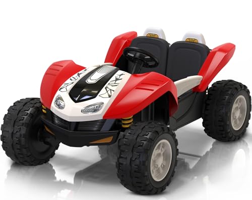 ANPABO 24V 2 Seater Ride on Car Toy, 4x75W Ride On Truck w/Parent Remote, Max 5.1 MPH, EVA Tires, Spacious Seat & Legroom, Headlight & Music Player, Electric Ride On UTV for Big Kids Aged 3-12, Red