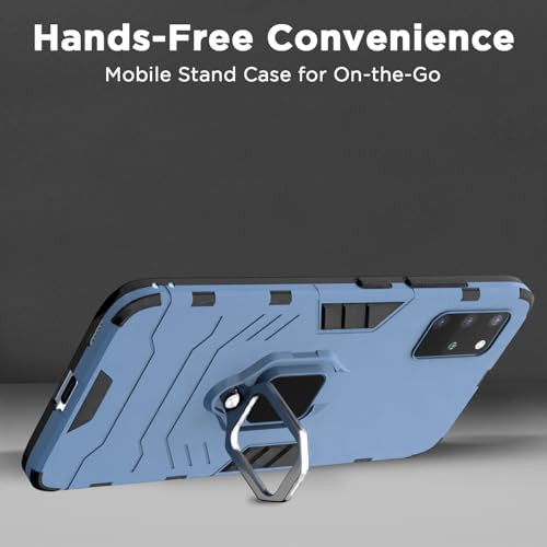 Image of Pikkme D5 Tough Armor Bumper Back Cover Case for Samsung Galaxy S20 Plus |Ring Holder & Kickstand in-Built (Blue)