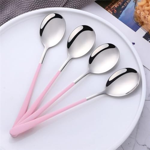 Image of Stainless Steel Dinner /Table Spoons, Silver Elliptical Head, Spoon Set, Length 21 cm (6 Pieces Silver Spoon)