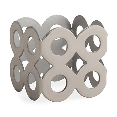 Dii Decorative Geometric Napkin Ring Set, Die Cut Square Silver, 6 Count #TOP1
