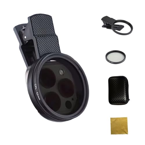4 Pcs 52mm CPL Polarizer Kit, Clip-on CPL Filter, Mobile Phone CPLFilter, Circular Polarizer Lens for Polarising Filter CameraLens Portable Polariscope Lens Eliminate Reflections Glare Enhance Colors
