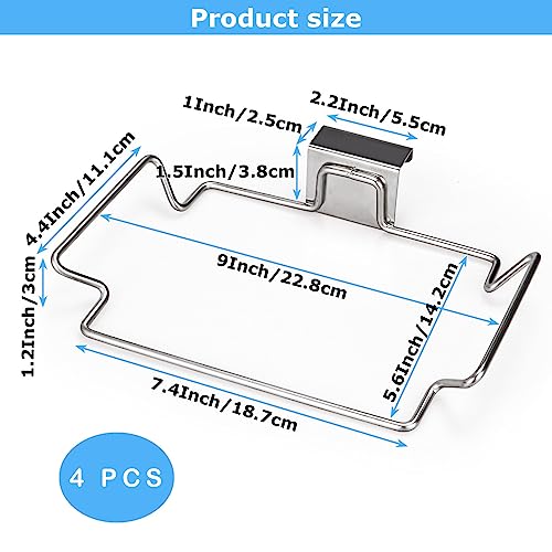 Image of WOPPLXY 4 Pcs Stainless Steel Trash Bag Holder for Kitchen Cabinets Doors and Cupboards, 9.25 x 6 x 1.77 Inch Under Sink Bag Holder for Plastic Bags, Garbage Bag Holder for Cabinet
