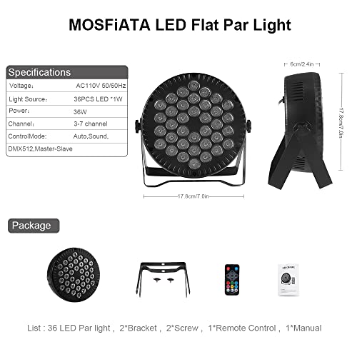 Led Stage Lights 2 Pack, Mosfiata Rgb 36 Led Par Lights Sound Activated Dmx Control, 7 Modes Lights With Remote Control Stage Lighting For Party, Events, Festival, Club #TOP5